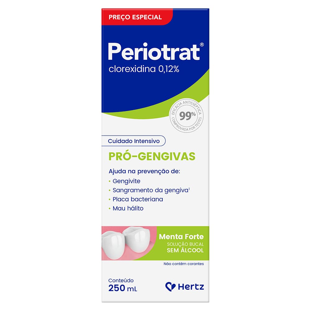 Periotrat 0,12% Pró Gengivas Solução Bucal Sabor Menta Forte Sem Álcool 250ml