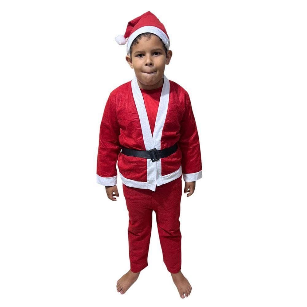 Roupa Papai Noel Infantil Criança Natal Fantasia Completa Natalina Festa Evento Comemoraçao Confraternizaçao Fim De Ano