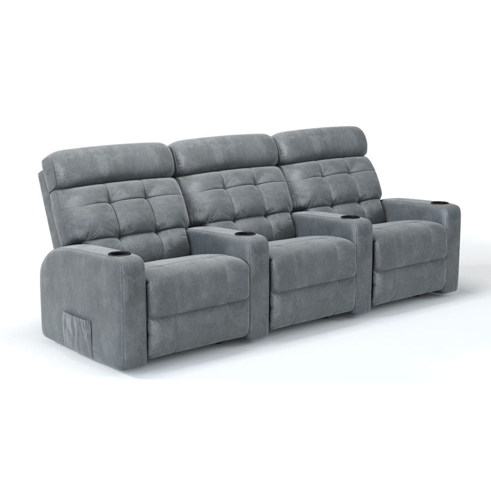 Sofá 3 Lugares Reclinável Elétrico Massagem Em Tecido Suede Linha Cinema