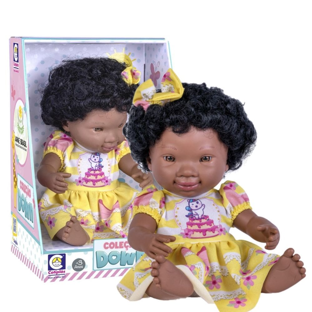 Boneca Menina Coleção Inclusiva Down Negra Cotiplás 2528