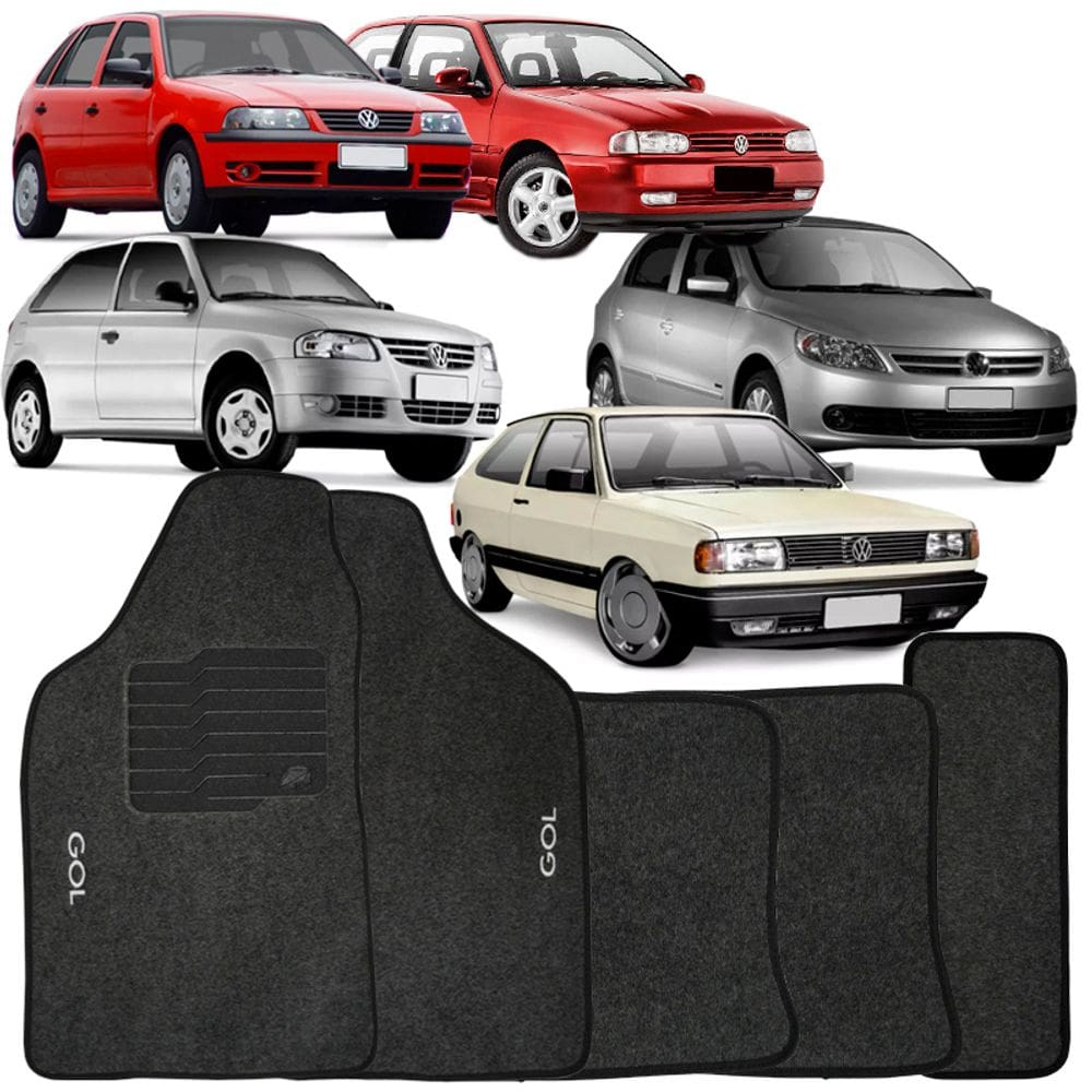 Tapete Carpete Gol G5 2009 à 2012 Grafite Logo Bordado Jogo 5 Peças Personalizado Automotivo