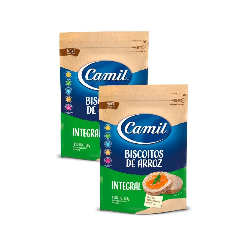 Kit 2 Biscoito de Arroz Integral Camil 150g