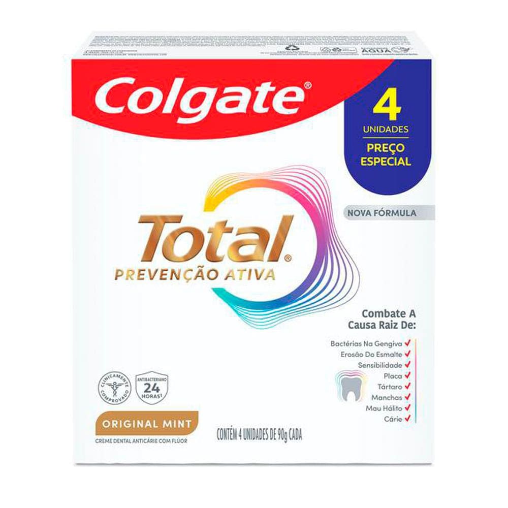 Creme Dental Colgate Total  Mint 4 Unidades 90g Cada Preço Especial