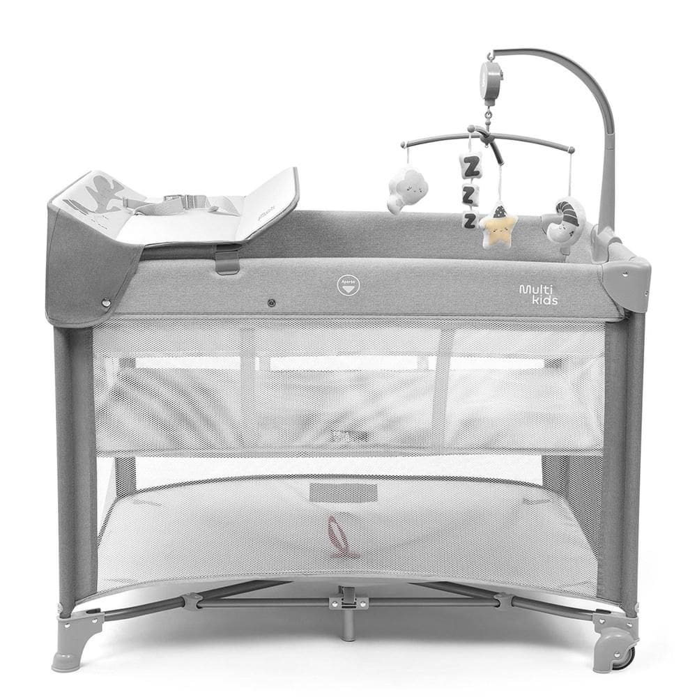 Berço Portátil DayDream Cinza Multikids Baby Com Tela Respirável