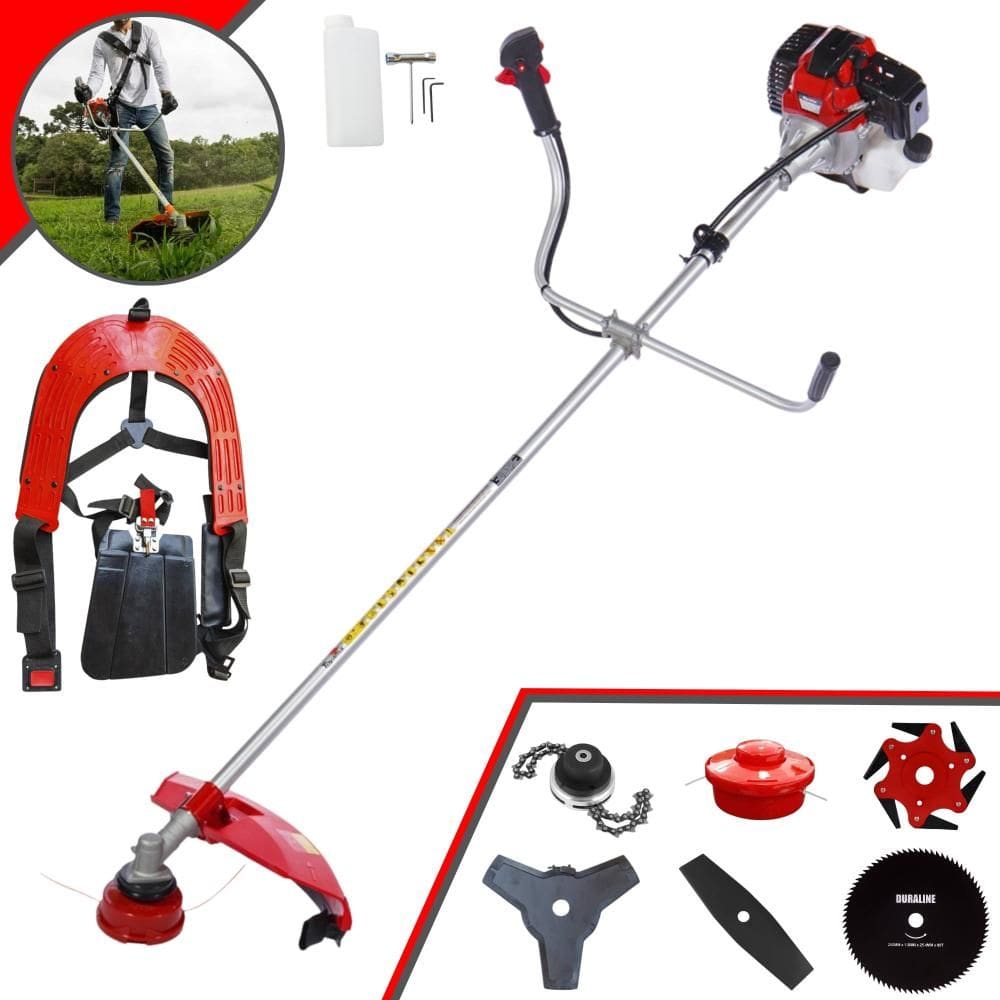 Roçadeira À Gasolina RT43L Toyama 43cc 2T 1,7HP Completa Com Carretel Nylon + Faca 2 Pontas + Faca 3 Pontas + Faca 6 Pontas + Faca 80 Dentes + Trimmer