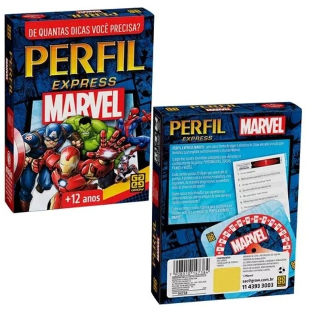 Jogo Perfil Express Marvel Heróis Vingadores - Grow