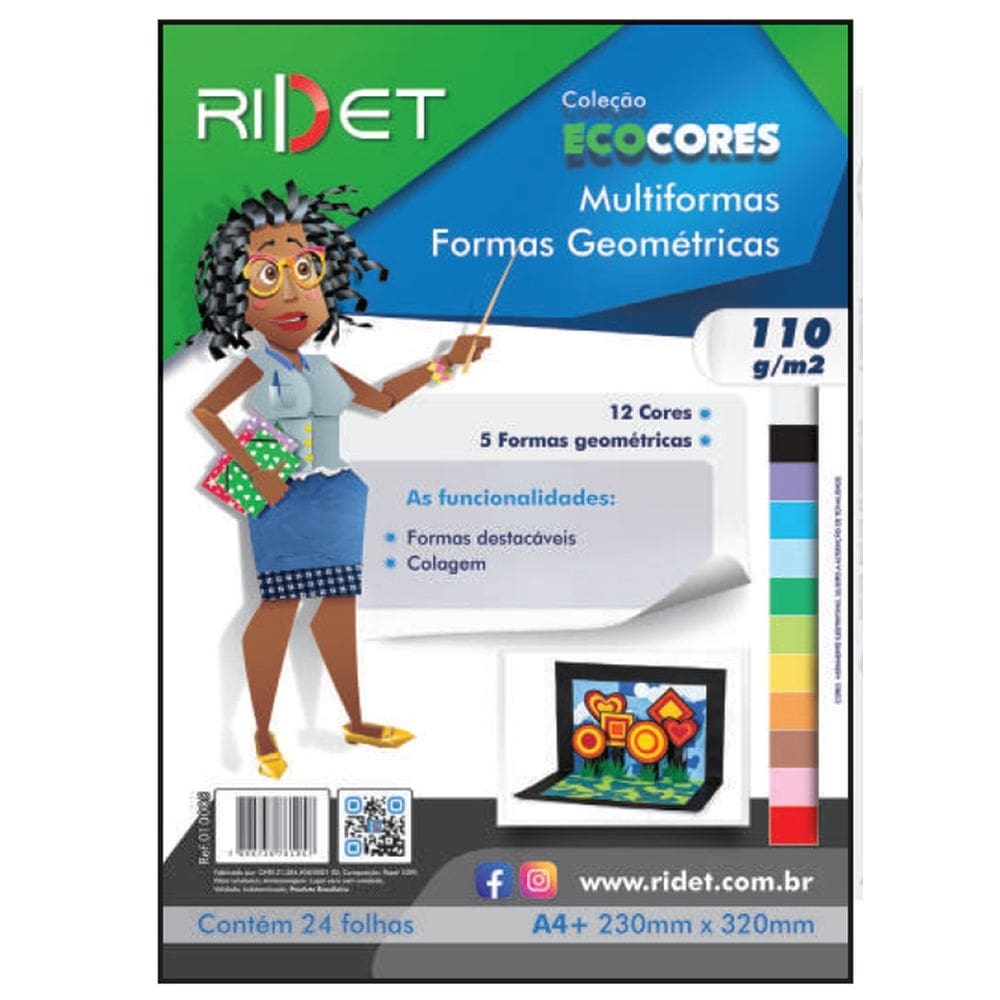 Ecocores Multi Formas Geométricas A4 110g 24fls - RIDET