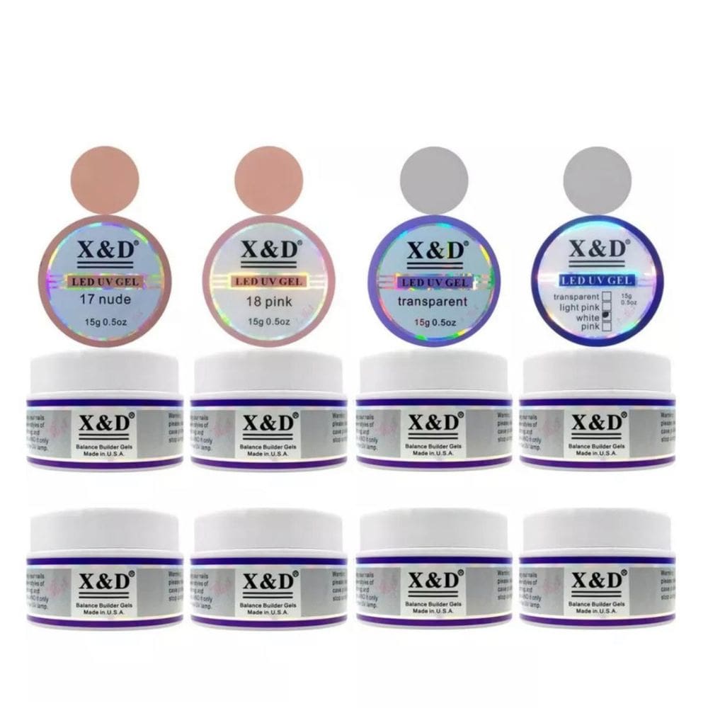 Kit 8 Gel 15G X&D Para Unhas Gel Fibra Xed Xd