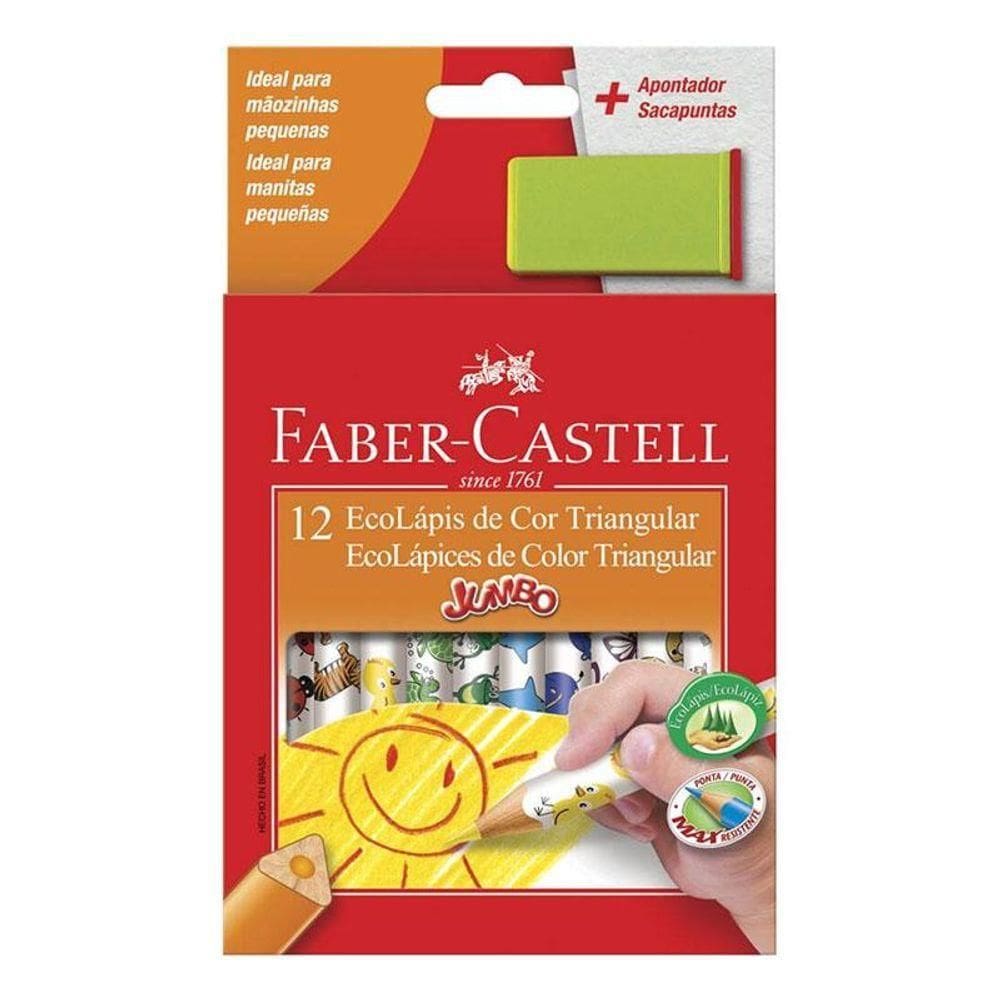Lápis De Cor Ecolápis Jumbo 123012ap 12 Cores + Apontador - Faber Castell