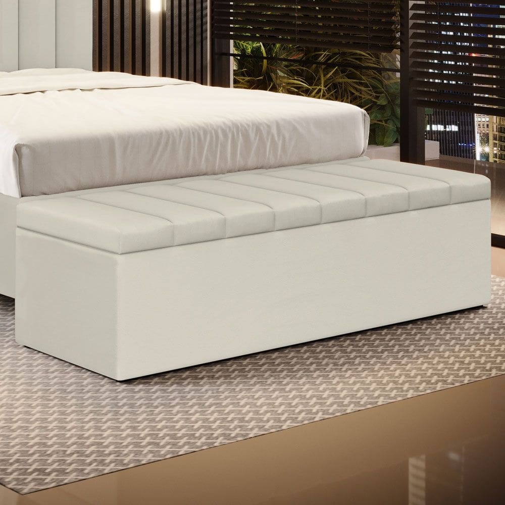 Calçadeira Baú Navi Para Cama de Casal 140cm no Tecido Courino - Conforto e Elegância Aradecor