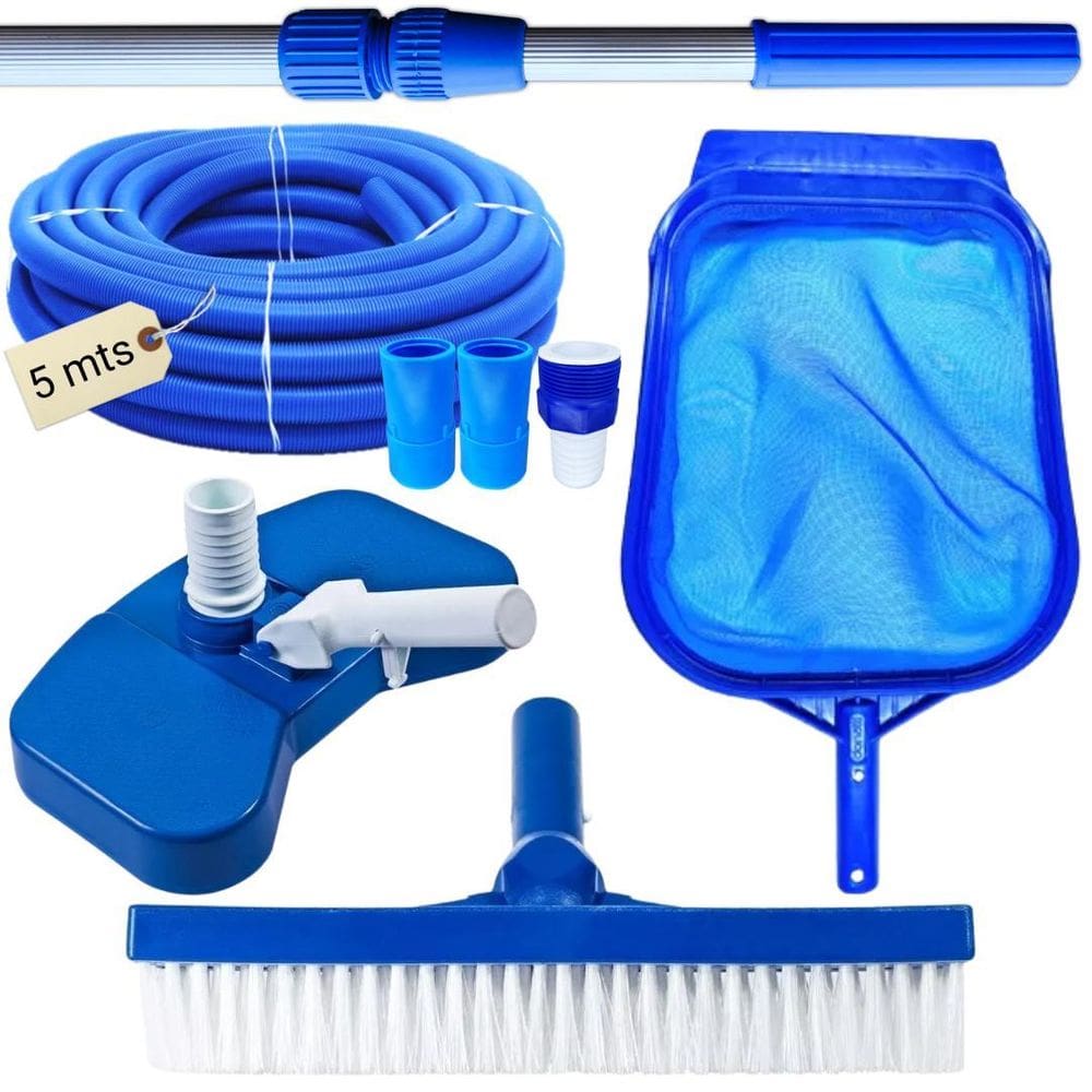Kit Limpeza Para Piscinas Mangueira Ecológica 5Mt Cabo 2 Mt