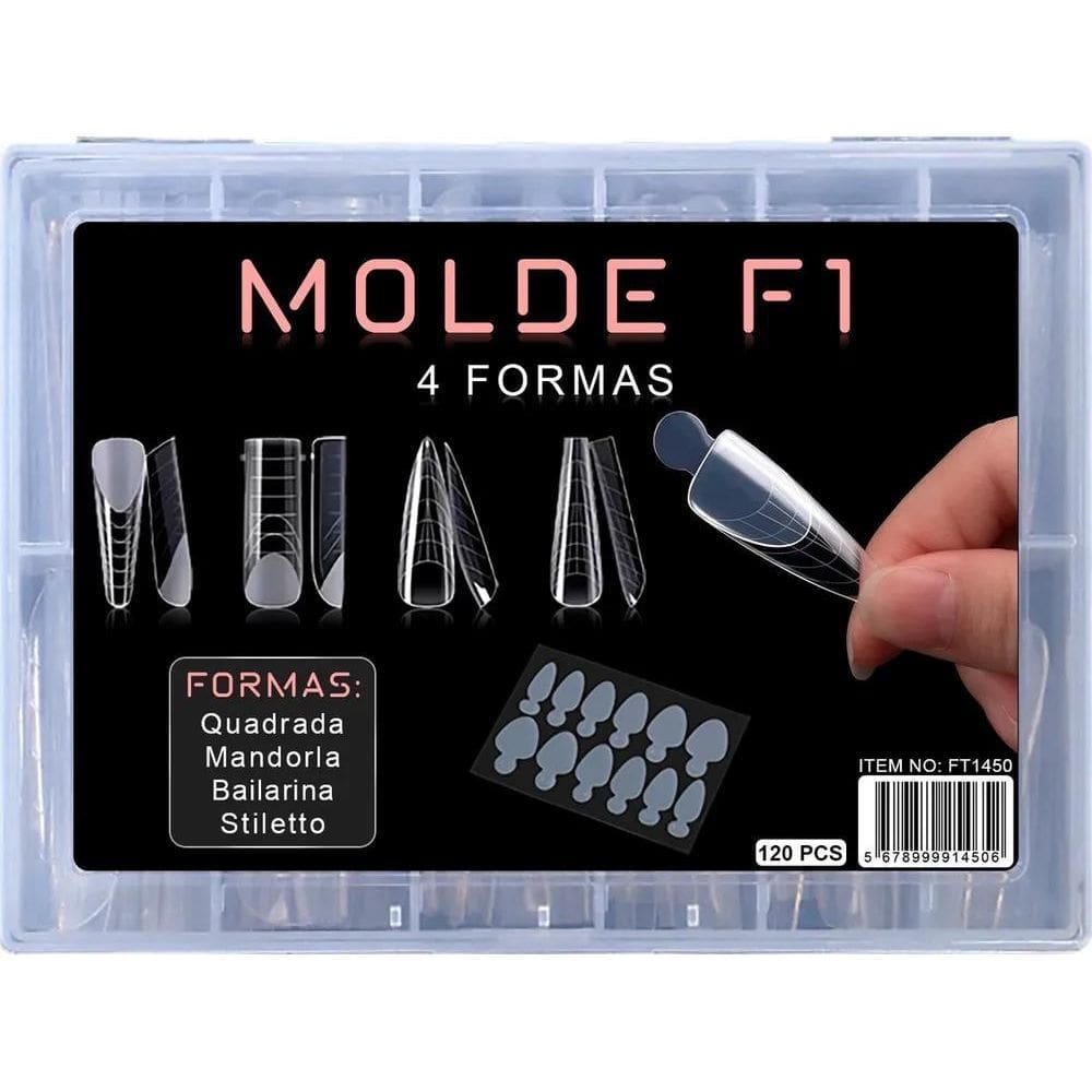 2X Molde F1 Quadrado Unhas De Gel, 120 Unidades 4 Formas