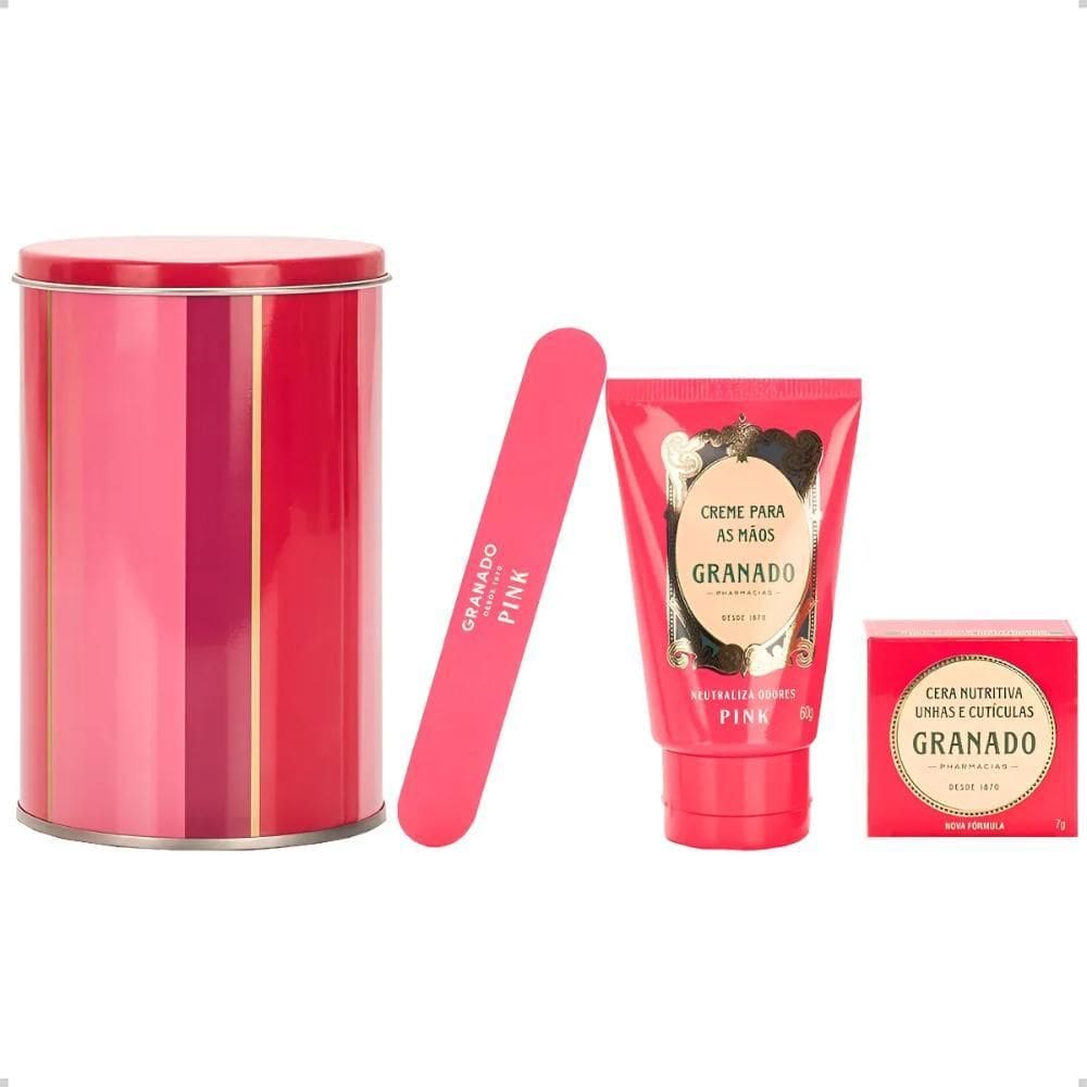 Granado Trio Essencial Mãos Lixa Creme Cera Nutritiva Pink