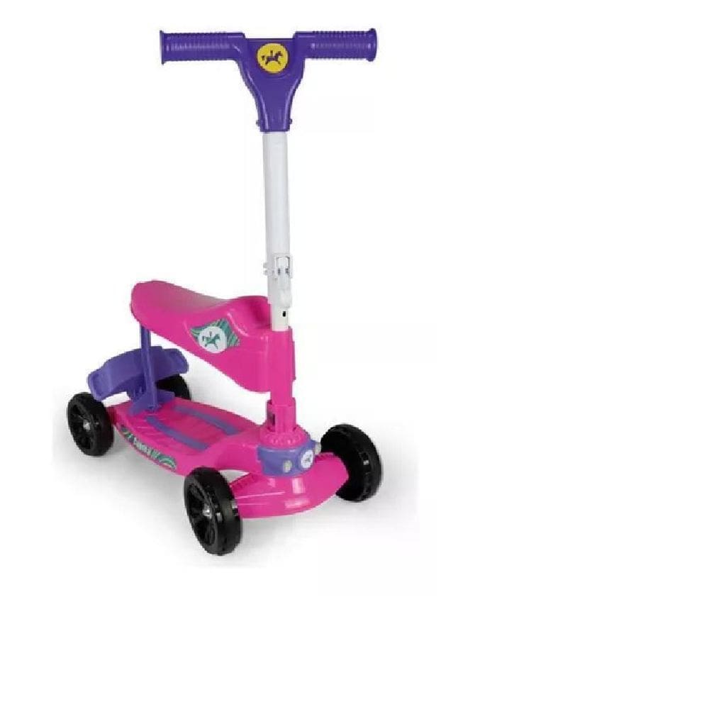 Patinete Infantil Calesita Com Banquinho Removível Rosa