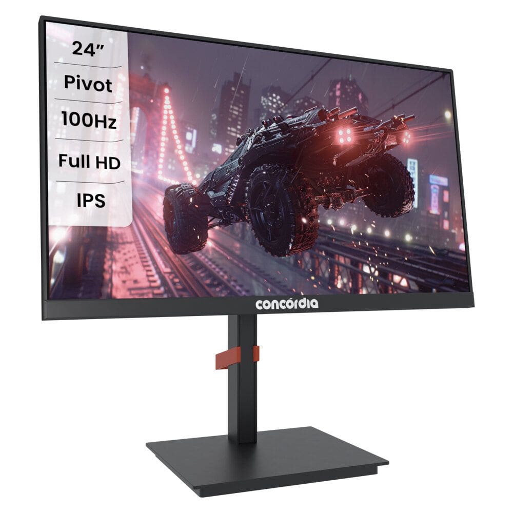 Monitor Concórdia Gamer P2402 24`` IPS 100hz Full HD VGA HDMI Com Ajuste Altura/Rotação