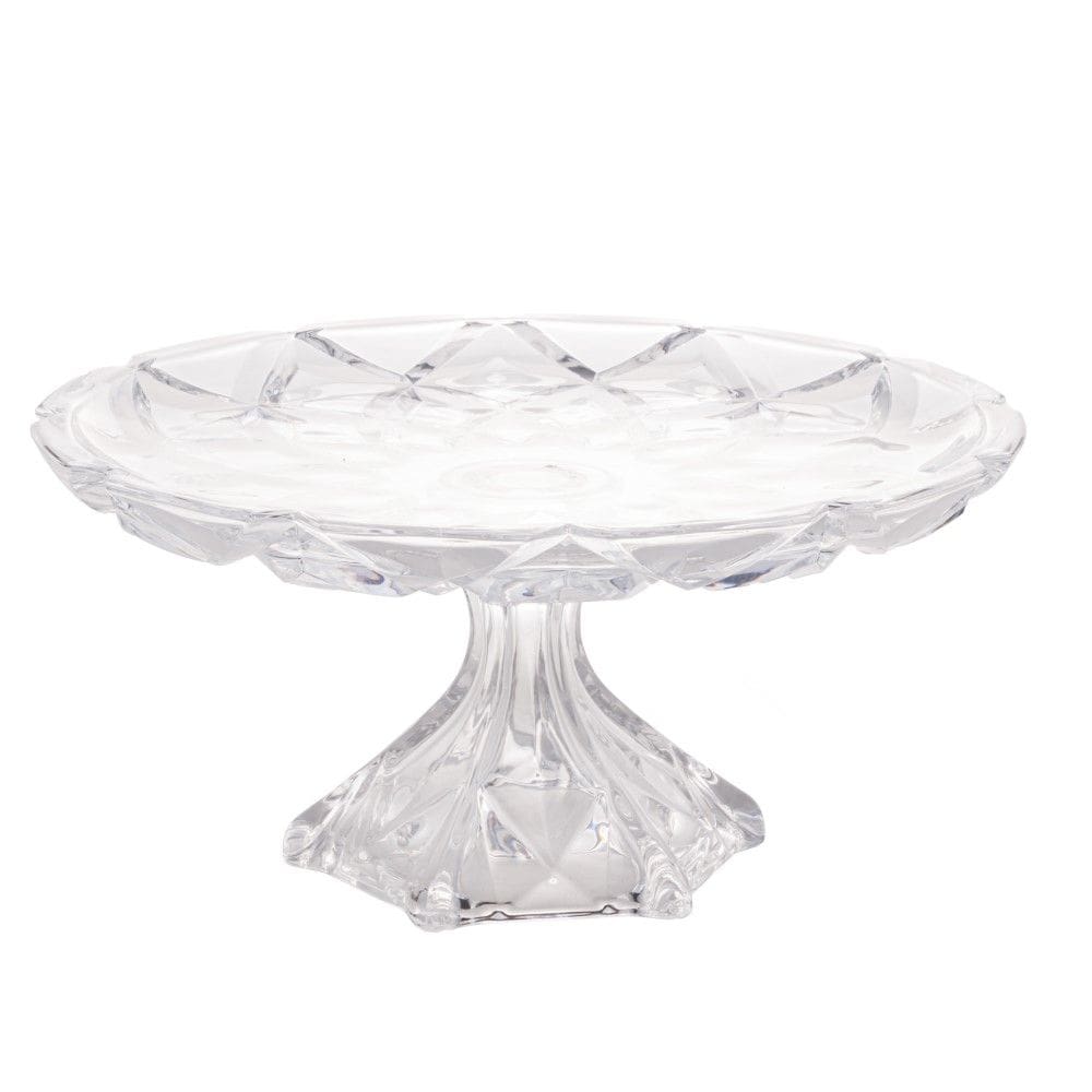 Prato para Bolo 30 cm de Cristal com Pé Diamond Lyor