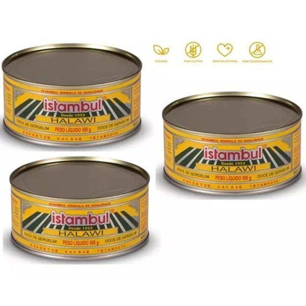 Kit 3 Halawi Istambul Doce Gergelim Raleu Tradicional 500G