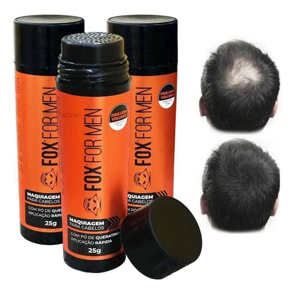 2X Kit 3 Fibra Capilar 25G Fox For Men - Disfarce A Calvície
