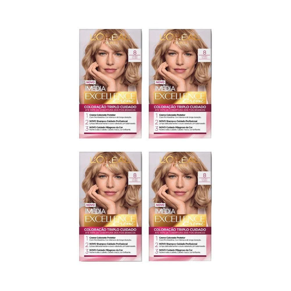 Coloraçao Imedia 8 Louro Claro-Kit C/4Un