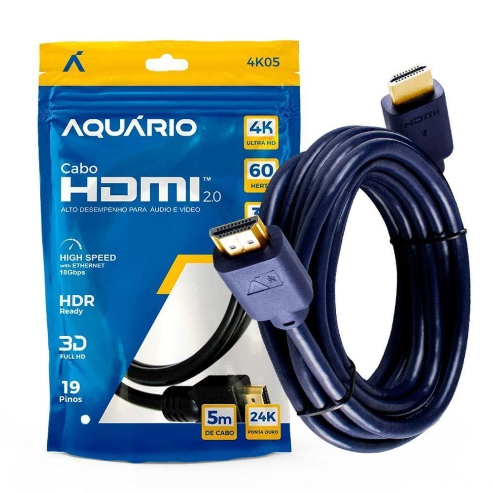 Cabo Hdmi Aquario 4k 3d 19 Pinos 5 Metros - 4k05