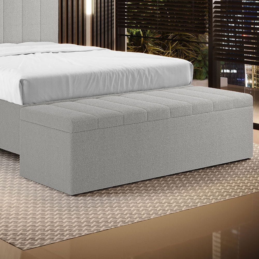 Calçadeira Baú Navi Para Cama de Casal 140cm no Tecido Bouclê - Conforto e Elegância Aradecor