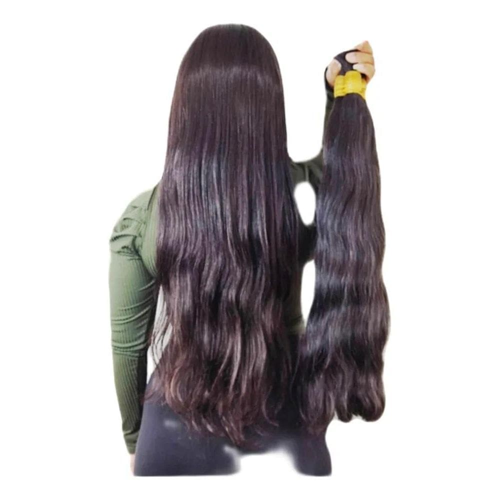 2X Aplique De Cabelo Humano Natural 60 Cm 50G Tecido Em Tela