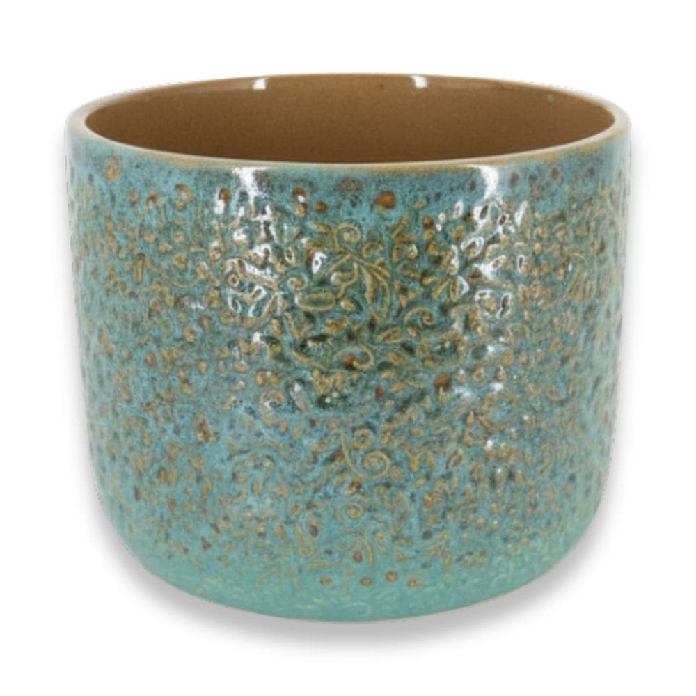 Vaso Cerâmica Esmaltado Renda (15) Verde Caramelo BURGUINA