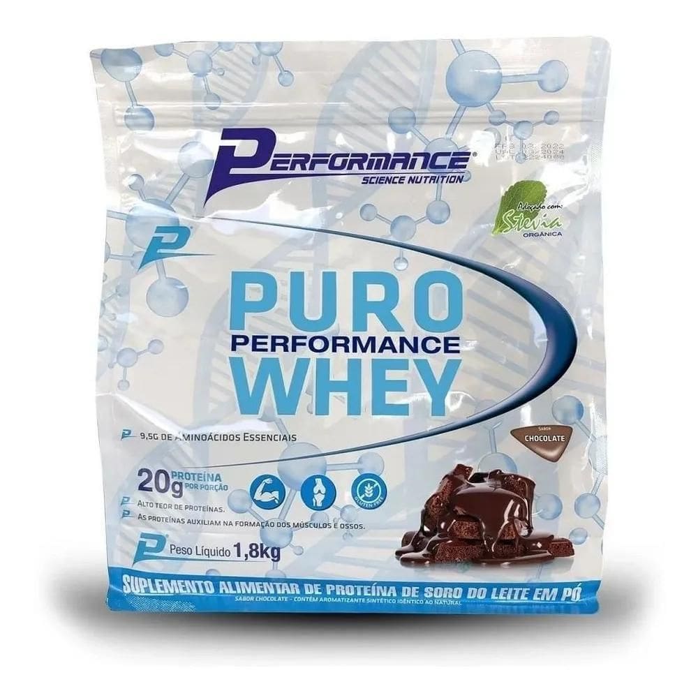 2X Puro Whey Refil Sabor Chocolate 1,8Kg Performance Nutriti