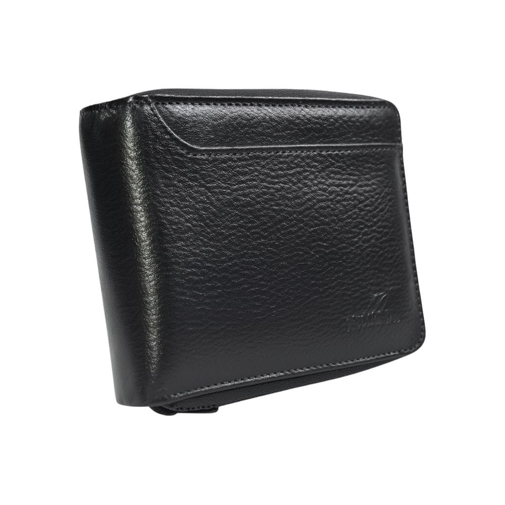 Carteira Masculina de Couro com Porta-Níquel e Zíper Preta