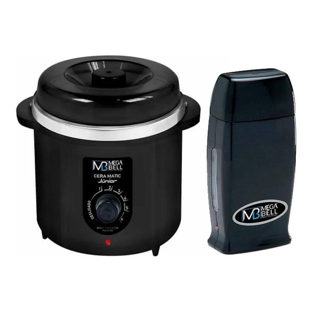 2X Panela Preta Depilação 400G + Aquecedor Cera Quente Rollo