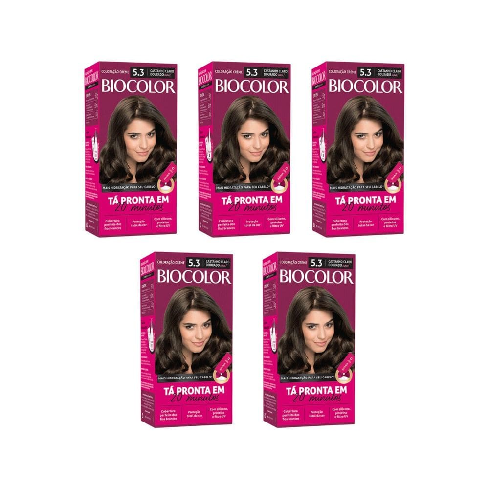 Coloraçao Biocolor Creme 5.3 Castanho Claro Dourado - 5Un