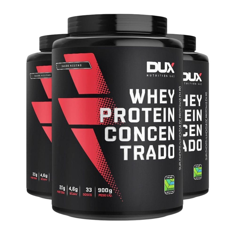 Kit 3 Whey Protein Concentrado Dux Sabor Neutro 900G