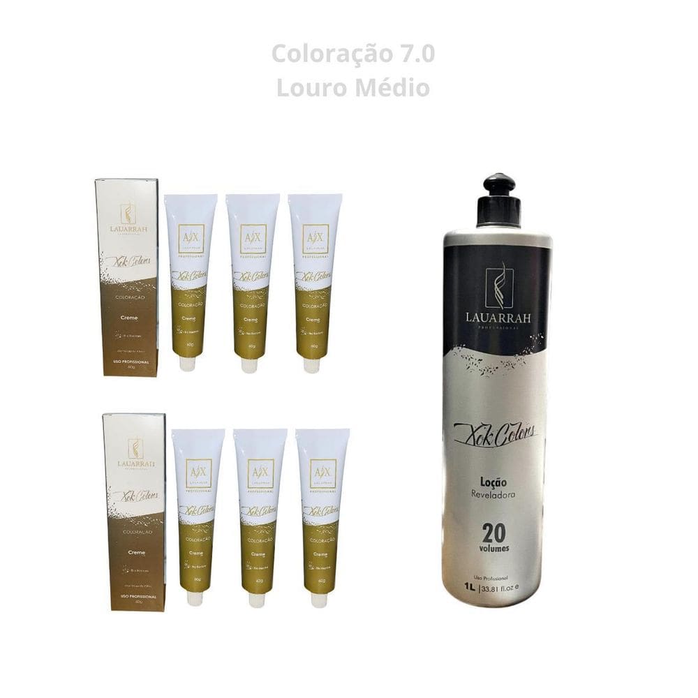 Kit 6 Colorações 7.0 Ax Lauarrah + 1 Ox 20 Vol Vita Derm