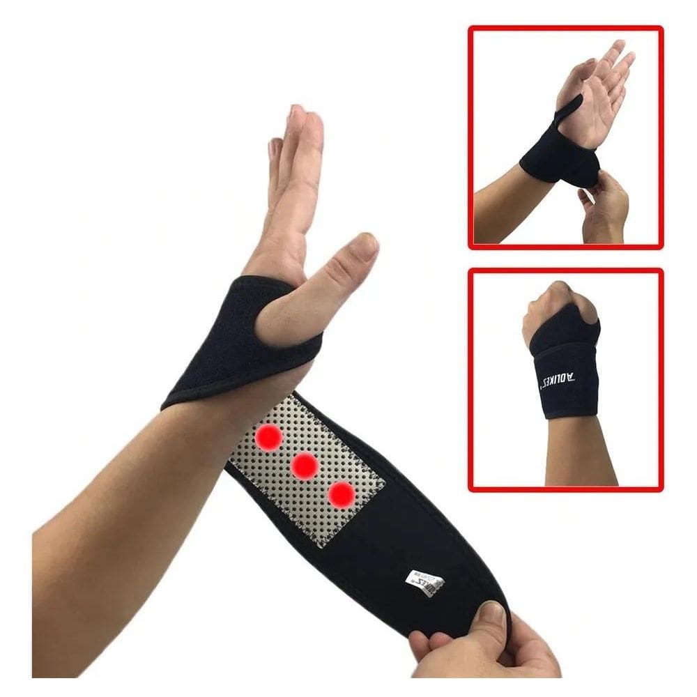 2X Munhequeira Magnética Turmalina Pulso Punho Dor Articulaç