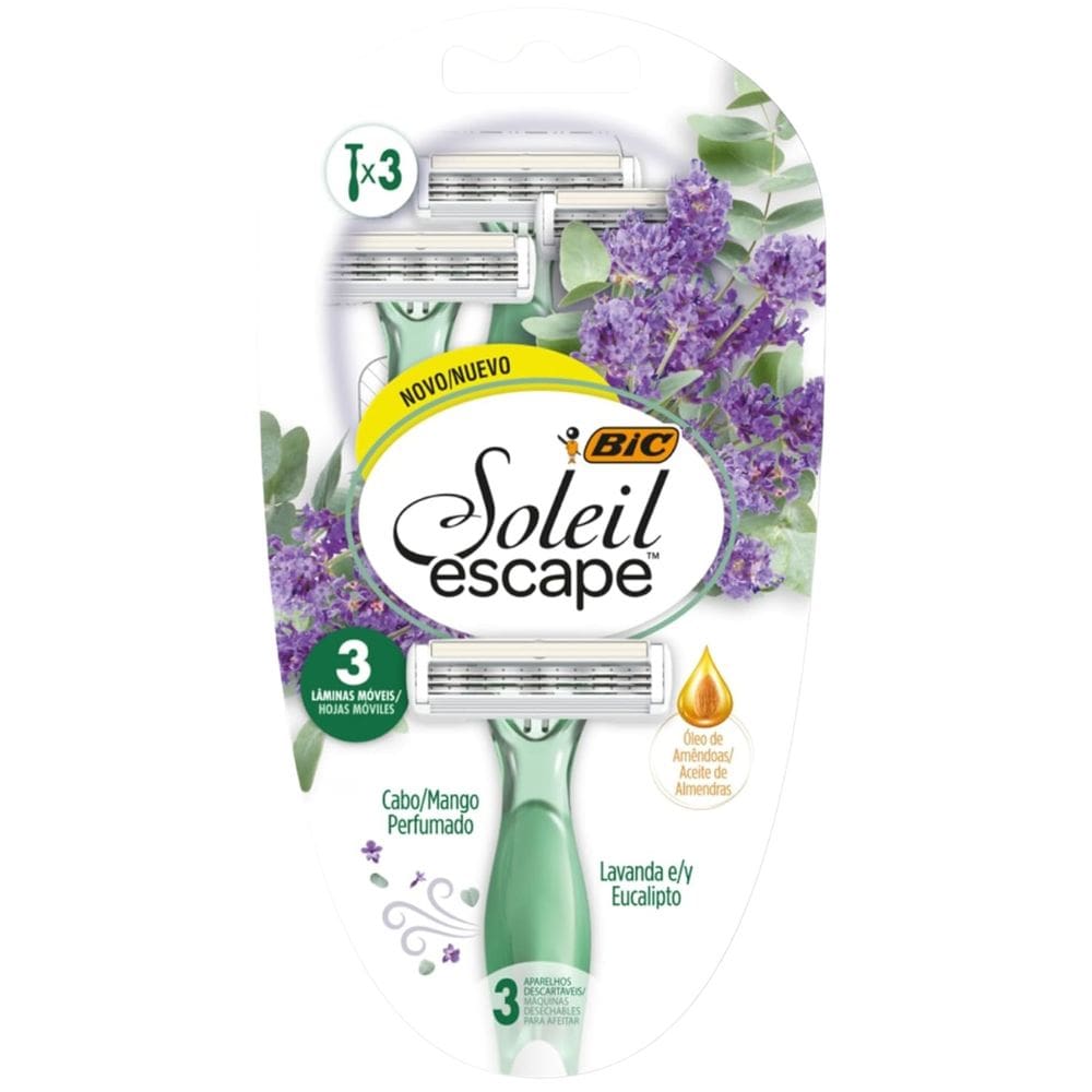 Aparelho De Depilar Lavanda Soleil Escape com 3 Lâminas Bic