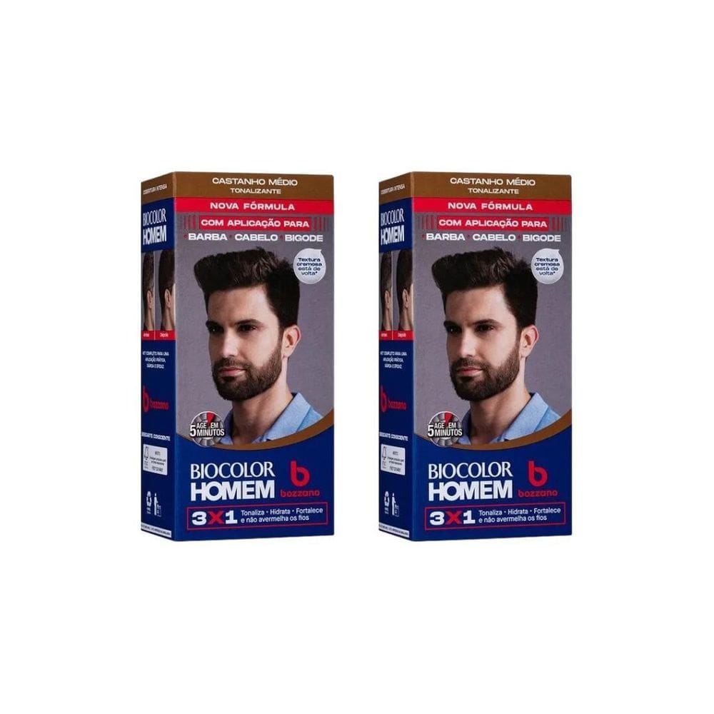 Coloraçao Biocolor Homem Bozzano Castanho Medio-Kit C/2Un