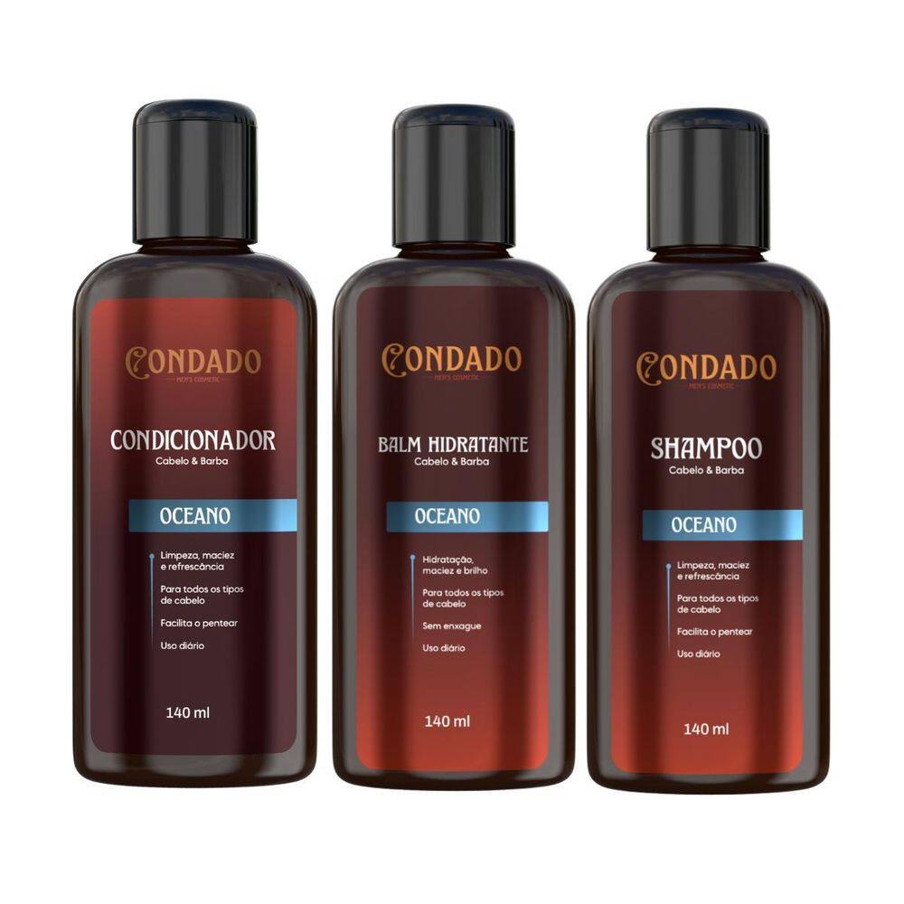 Kit Shampoo Condicionador Balm Hidratação Masculino Condado
