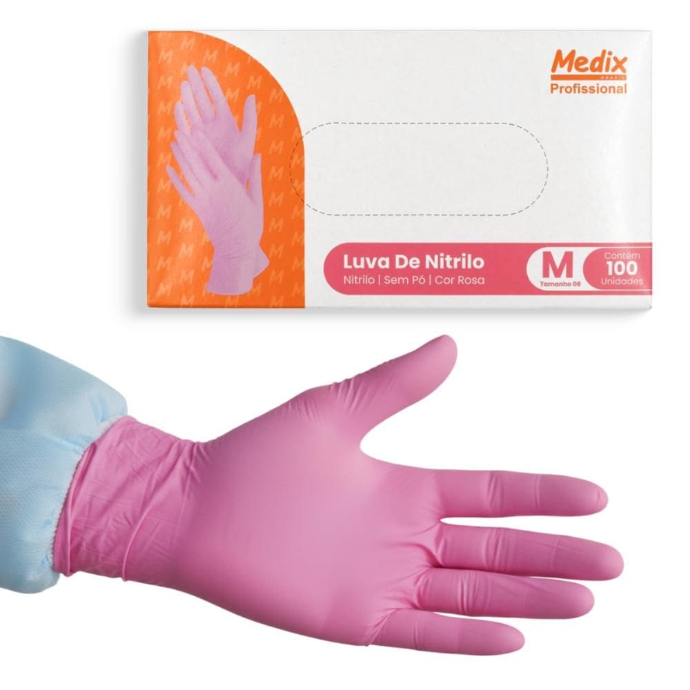Luva Descartável Antiderrapante 100un Nitrilo Sem Pó Para Procedimento Não Cirúrgico Medix