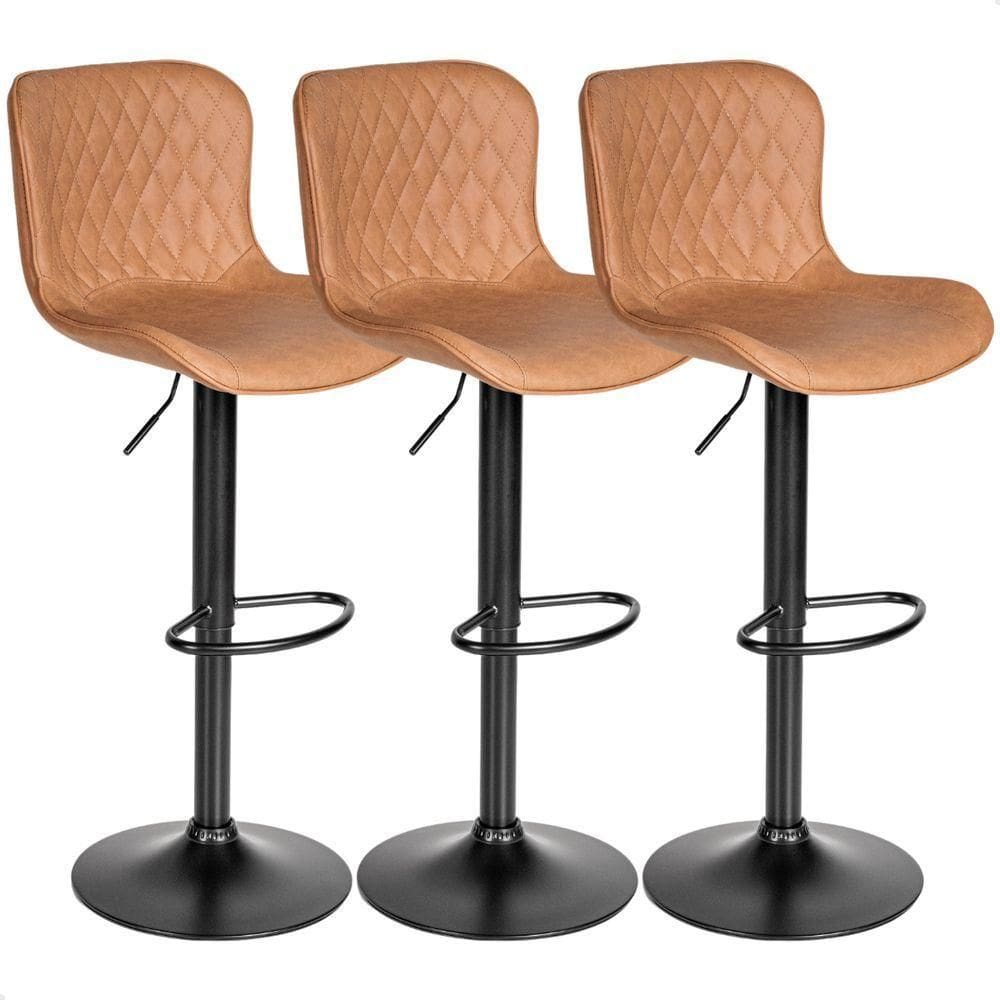 Banqueta Alta Giratória Com Encosto Cozinha Bar Kit 03 Un Caramelo