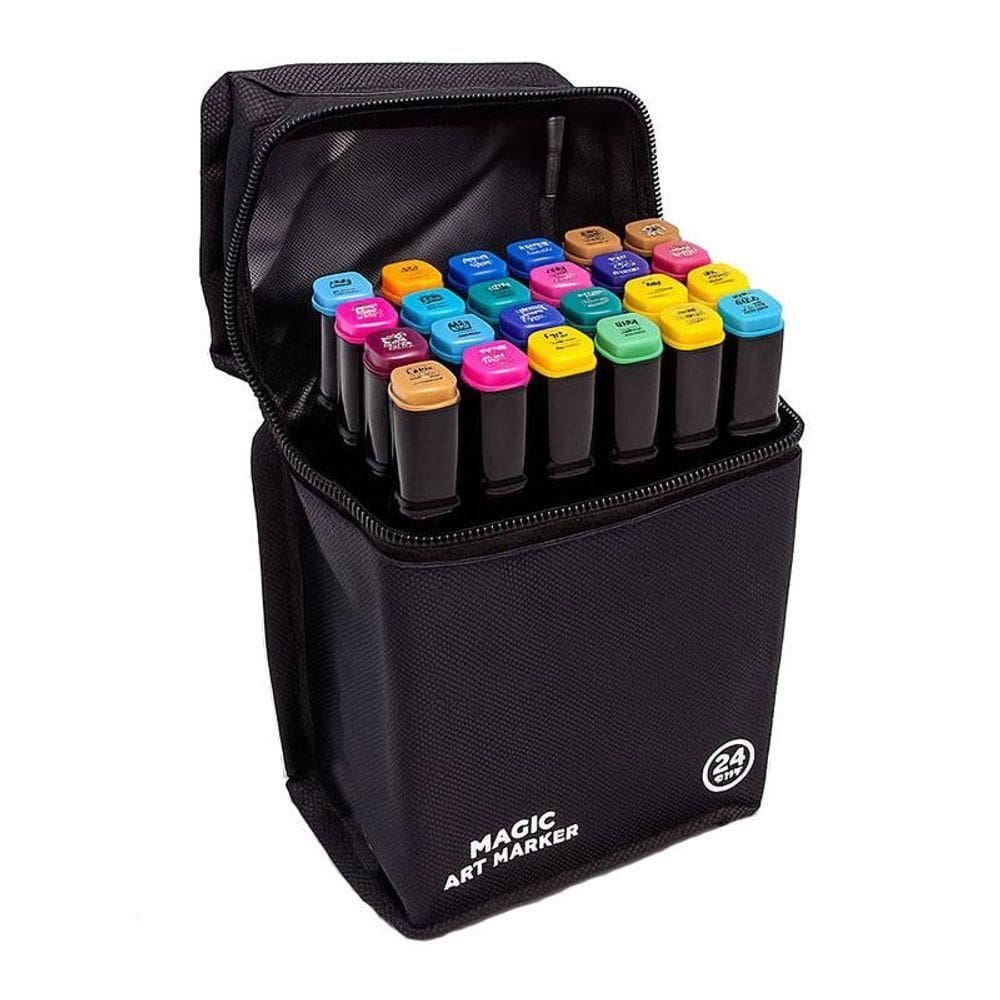 Caneta Marcadora Touch Magic Com Ponta Dupla 24 Cores - Art Marker