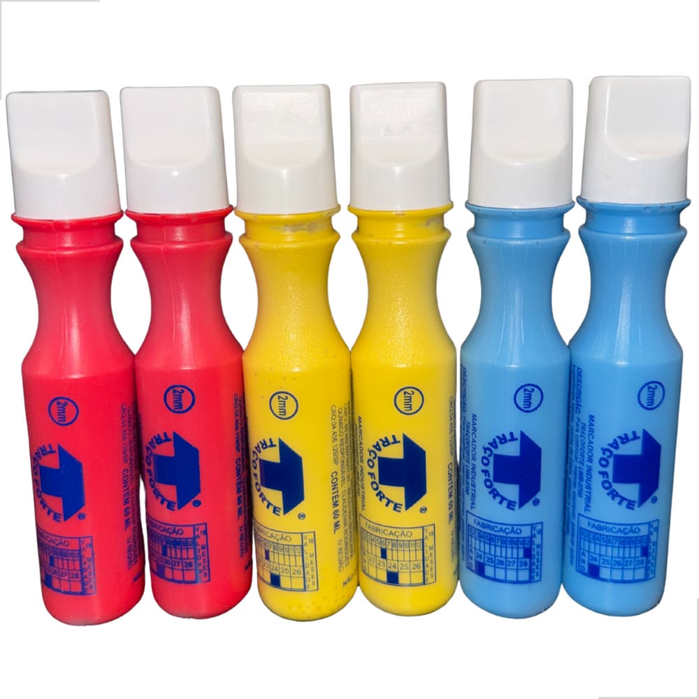 Kit Marcadores Ind 2mm 2 Vermelho + 2 Amarelo + 2 Azul Baden