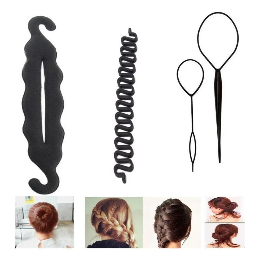 10X Kit C/4 Acessórios Para Cabelo Agulha Mágica E Coque Má