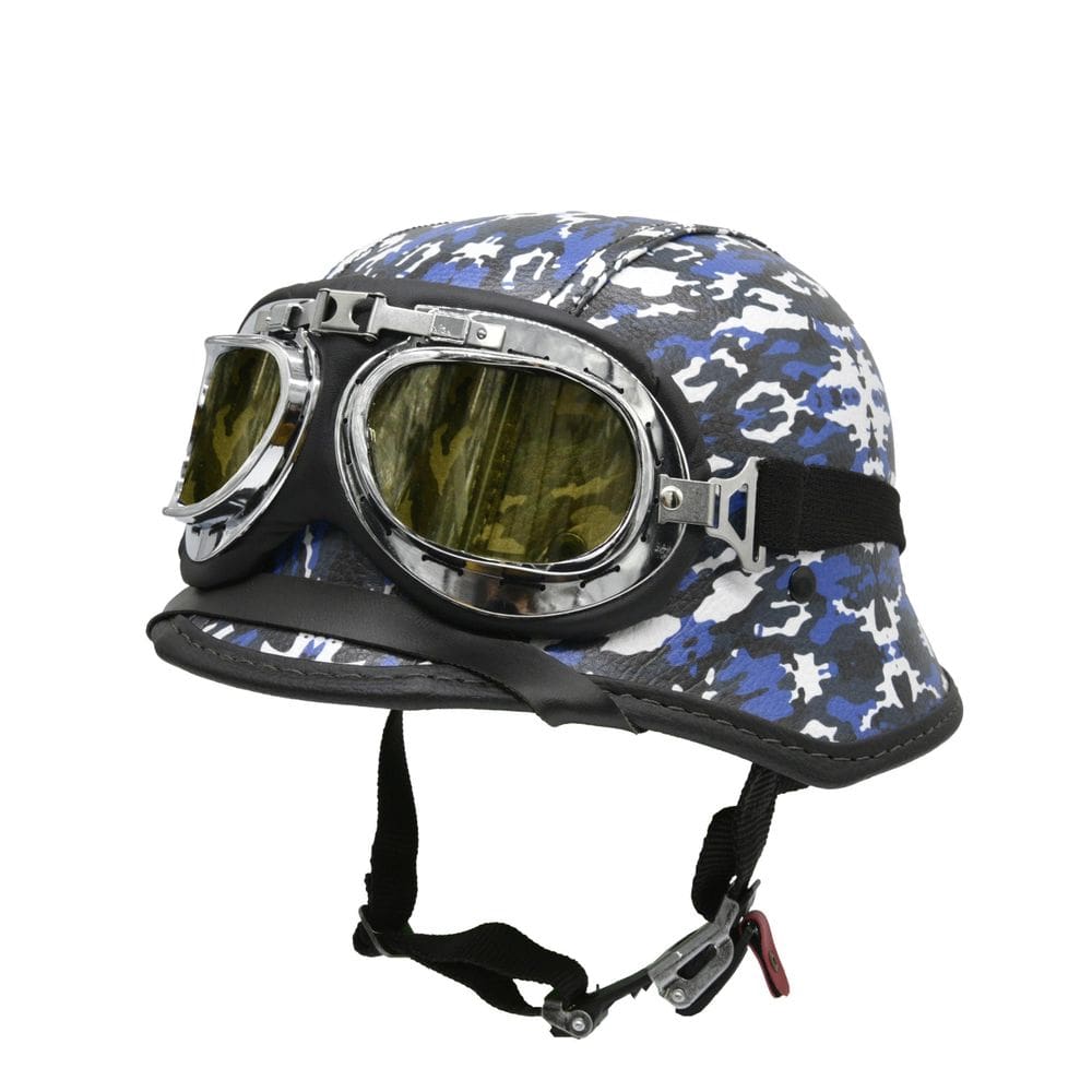 Capacete Bike/Scooter Alemão Camuflado Azul Amarelo G