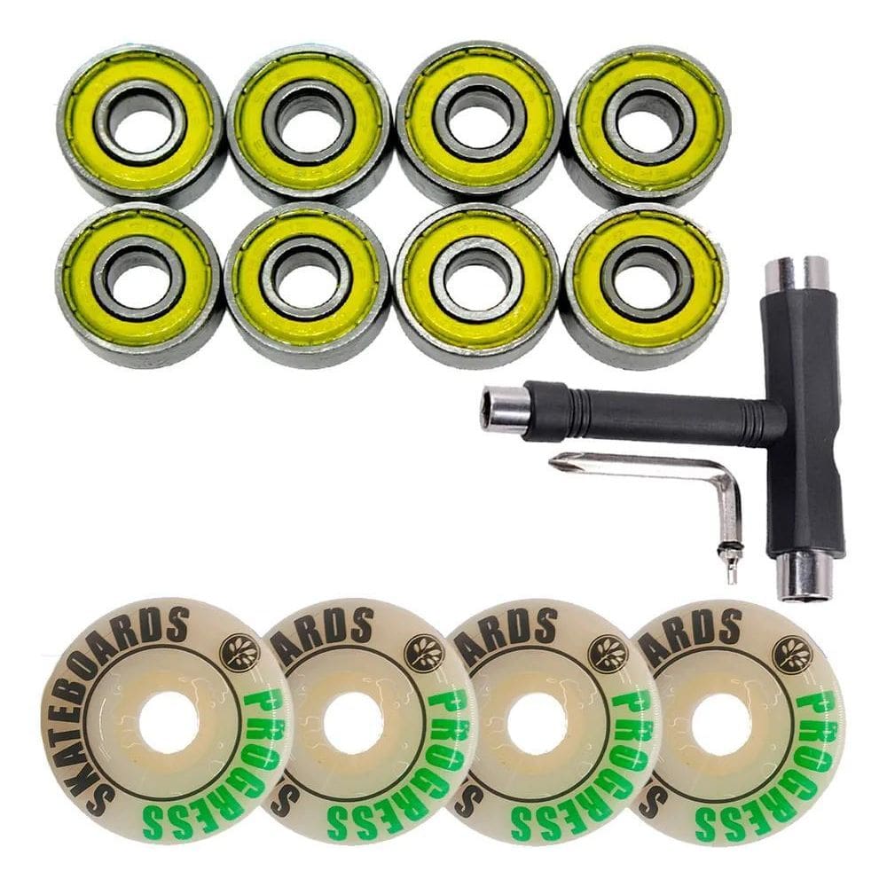 2X Rodinha Para Skate 54Mm, Rolamento Abec + Chave De Skate