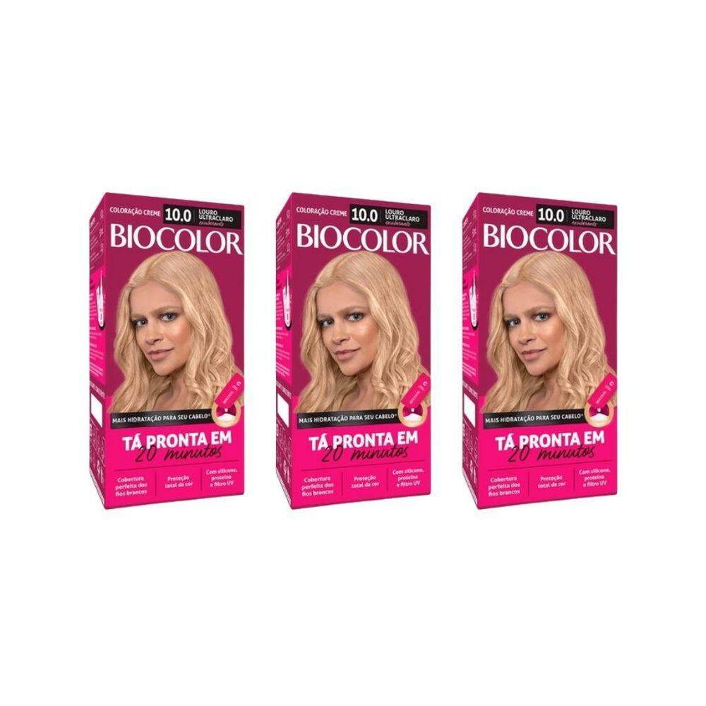 Coloraçao Biocolor Creme 10.0 Louro Ultra Cl Exuberante -3Un