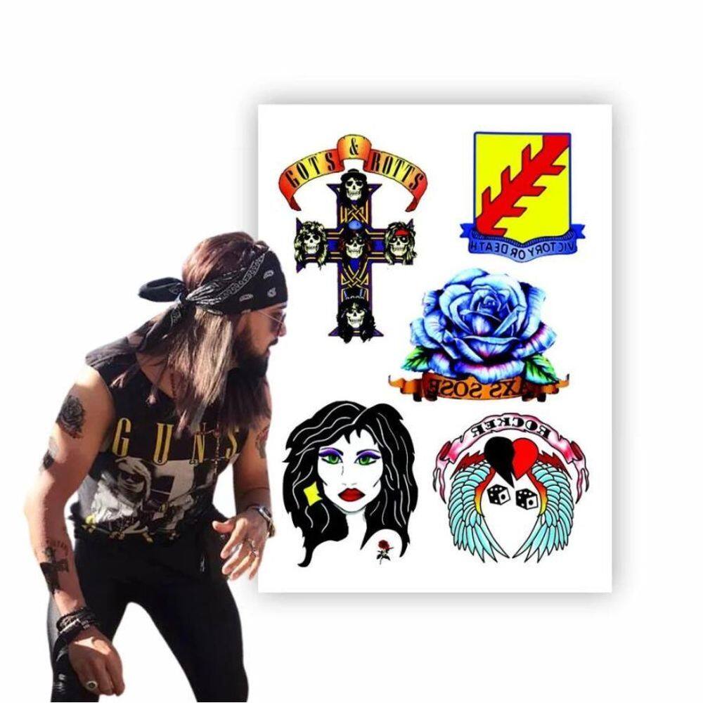 Tatuagem Temporária Fantasia Cosplay Axl Rose