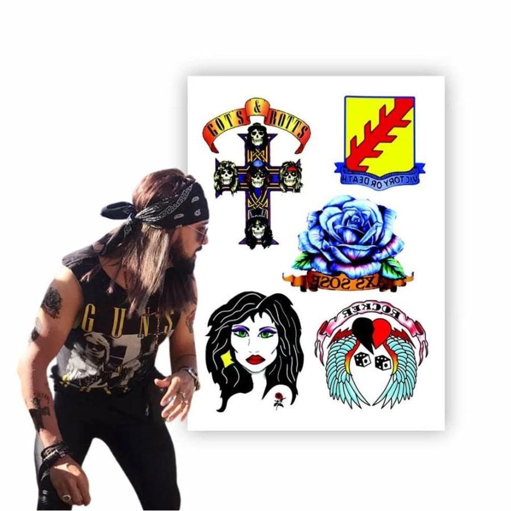 Tatuagem Temporária Fantasia Cosplay Axl Rose