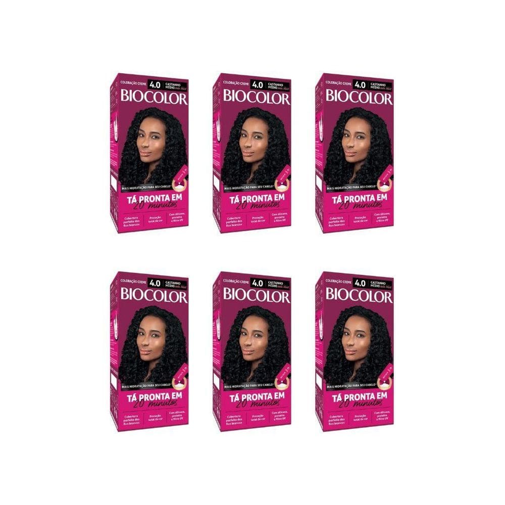 Coloraçao Biocolor Creme 4.0 Castanho Medio-Kit C/6Un