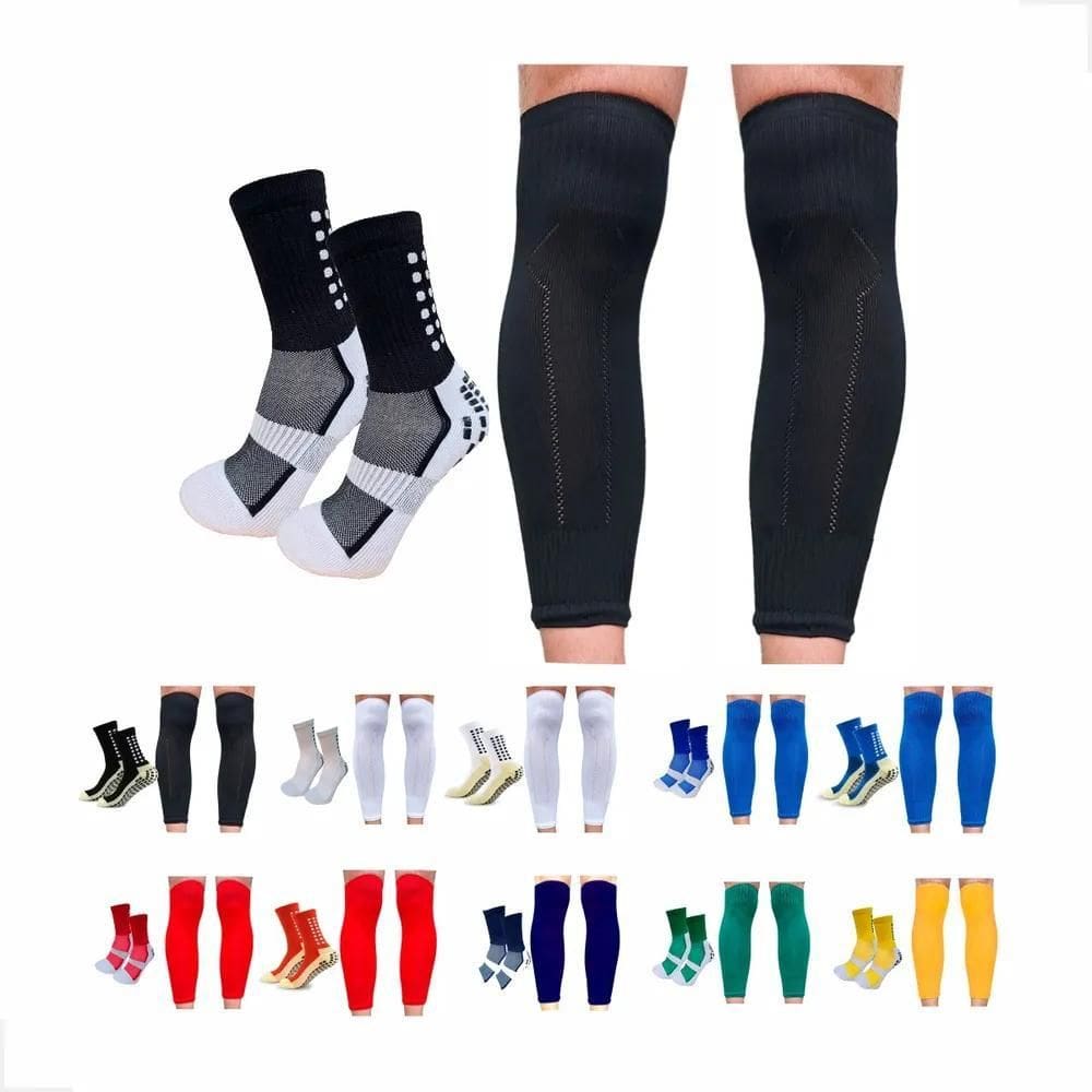 2X Kit Meia Antiderrapante Esportiva + Meião Cortado 38 Ao 4