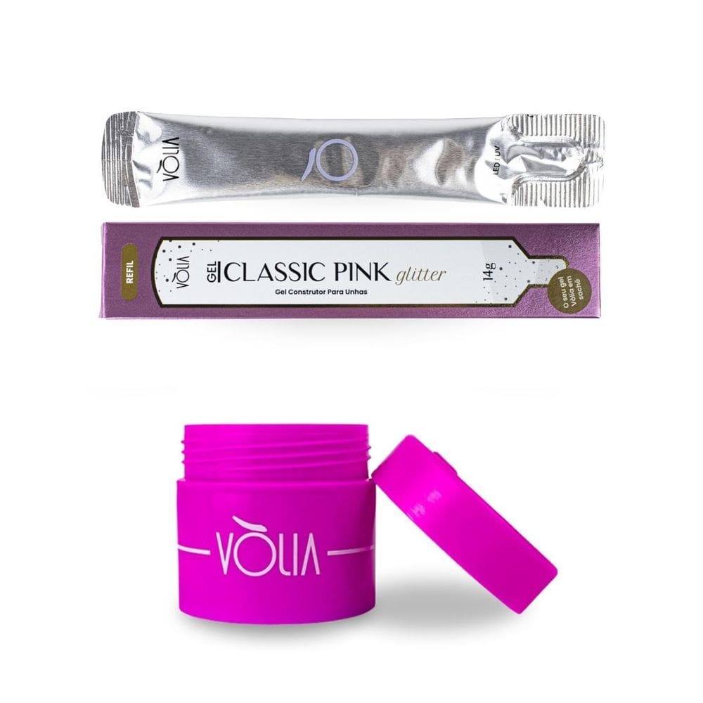 Sachê Refil Classic Pink Glitter 14G Vlia + Pote Eco 30G